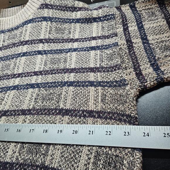 Vintage Sun River Sweater Mens Medium Beige 90s Geometric Cosby Knit Grandpa - Picture 8 of 8